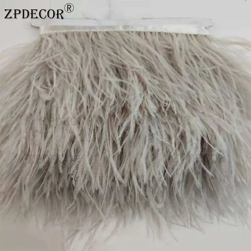 Zpdecor 8-10 см 1 м/лот страусиное перо отделка или страусиное перо лента - Цвет: Серый