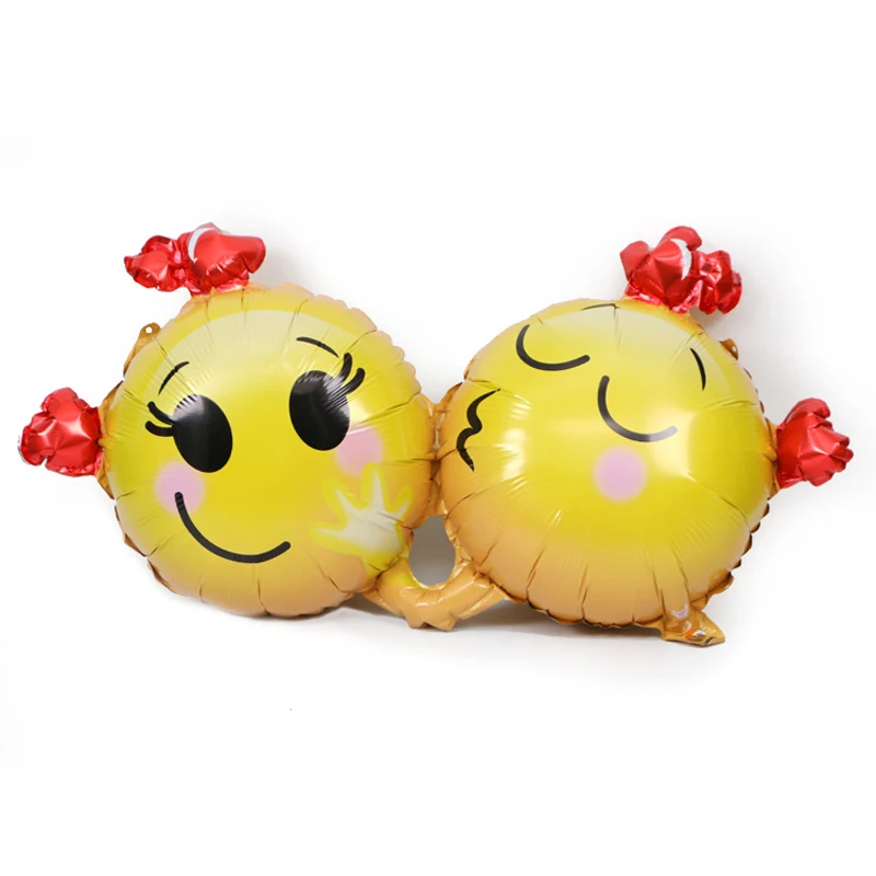 1pc 48*93cm Cartoon Kissing Expression Smile Face Foil Balloon Helium