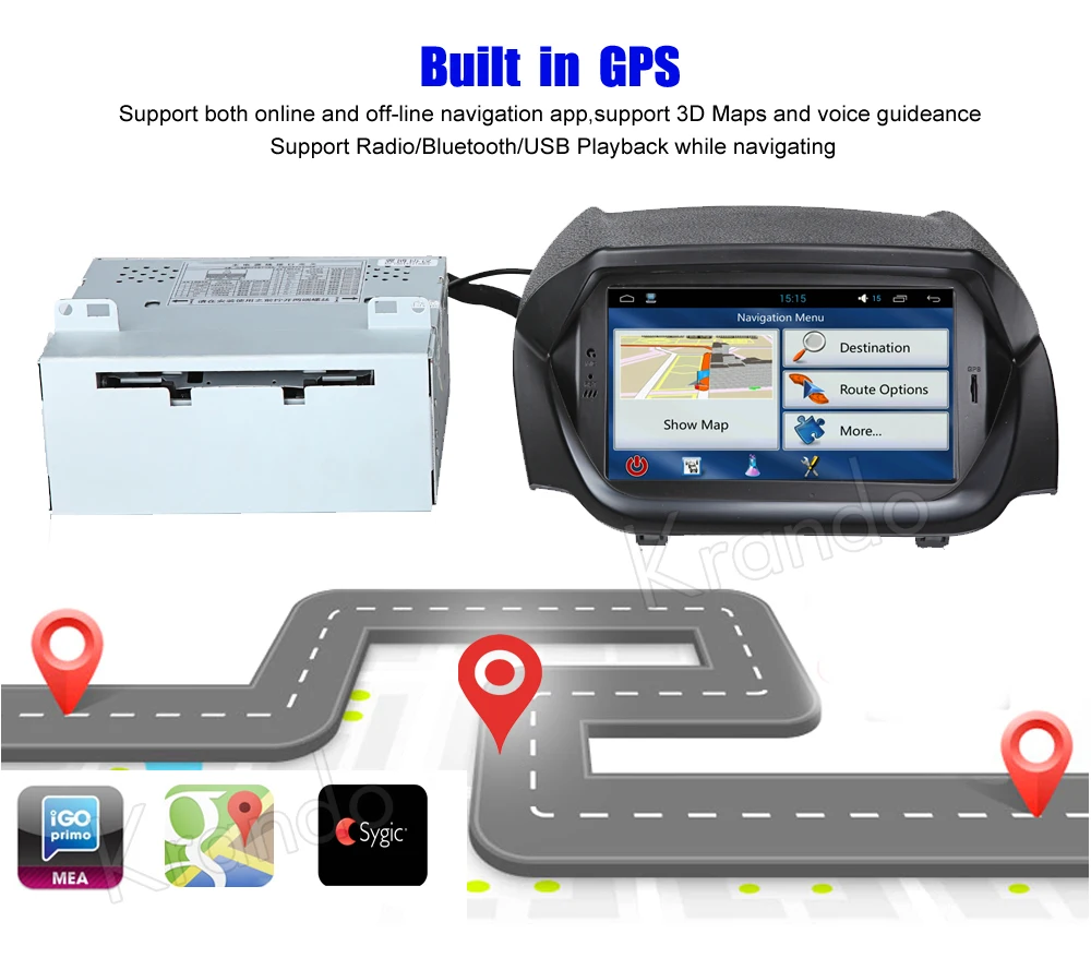krando android car radio gps for ford ecosport 12-16 navigation multimedia system (5)