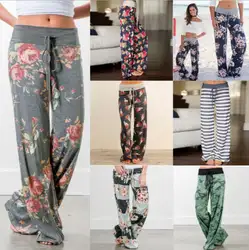 Femmes Boho Pantalon цветочный Повседневное свободные Винтаж большой Pantalon Palazzo Брюки женские шорты с цветочным принтом Капри