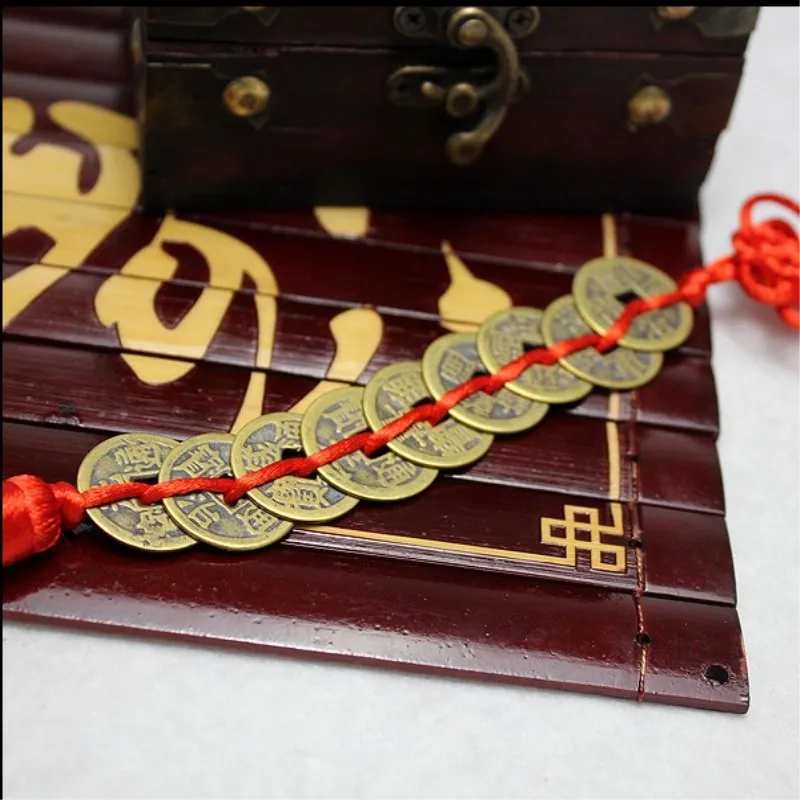 Retro 9 Coins Red Chinese Knot Copper Feng Shui Wealth Success Lucky Charm Home Car Hanger Decors 1PC chinese knot charm
