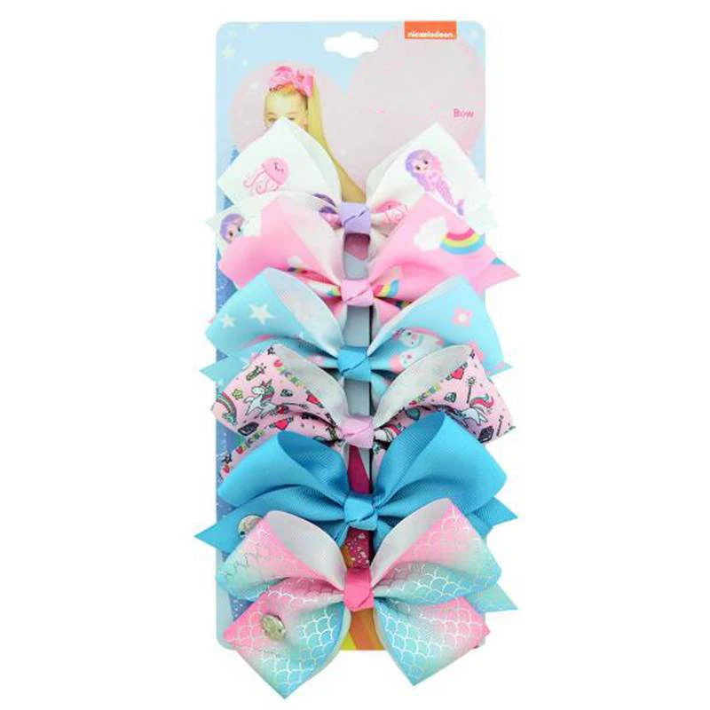 

6Pcs/Set Cute Big Bow Hair Clips For Kids Unicorn Rainbow Print Hairpins Barrette Princess Girls Hair Accessories Headwear