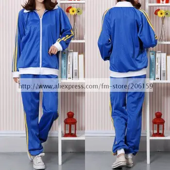 

Vocaloid Matryoshka Kaito Blue Sport Uniform Set Cosplay Costume With Gloves Blue Sportswear Coat Women Hooded Jacket Clothing