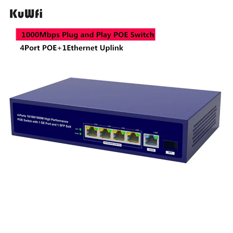 

6Ports Gigabit POE Switch 1000Mbps Ethernet Switchs for Network Cameras&Wireless AP 30W Switch With Gigabit SFP Fiber