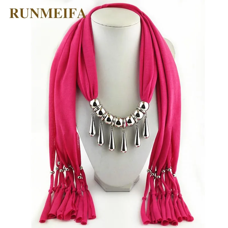 RUNMEIFA Pendants Necklaces Scarf Trendy Alloy Pendant Women Five Water Drop Form Tassel Long Accessories | Украшения и