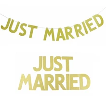 Wedding Decor 3M(10ft) JUST MARRIED Gold Glitter Banner Bunting Photo Booth Prop For Wedding Party Wall Window Decoration 