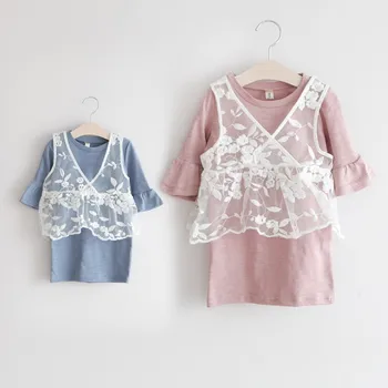 

2019 Summer Mother Daughter Dresses Short Dress Shirts Bohemian Boho Style Wedding Clothes Lace Mom and Daughter Dress Clothing