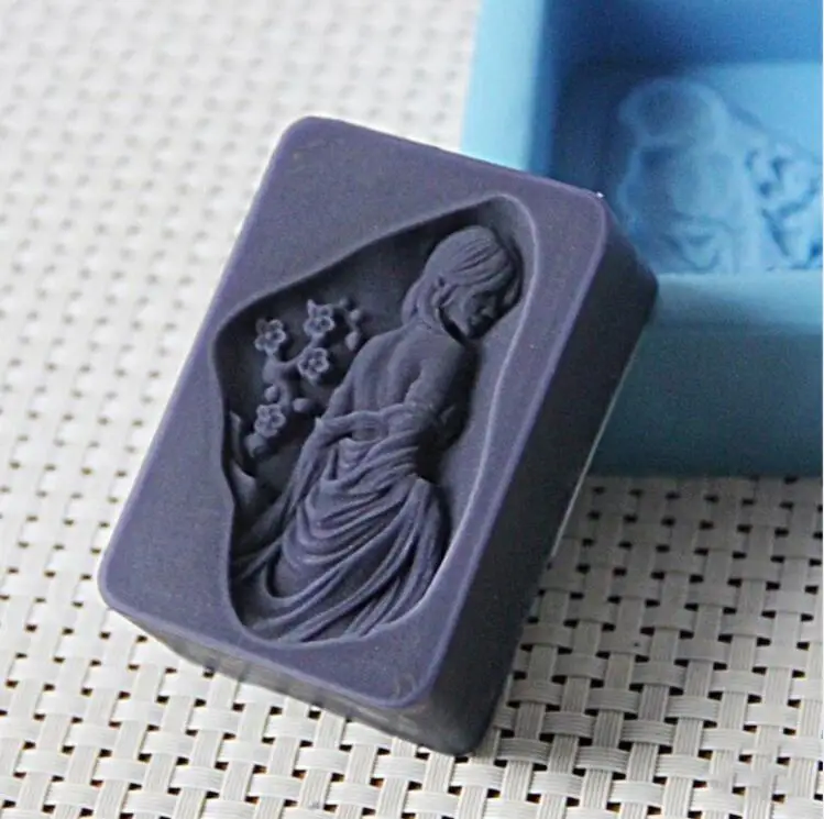 Silicon Soap Mold Girl woman Shaped relief essential oil soap mold