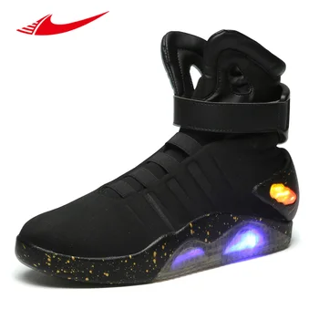

Back To The Future glowing sneakers Soldier Shoes Brand boots Limited Edition Led Luminous Light Up Men Skateboarding Shoes