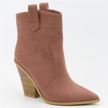 

MEMUNIA 2020 New spring autumn women boots pointed toe fashion brand wedges high heels party wedding boots female ankle botas