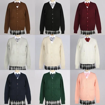 

Japanese Kawaii JK Schoolgirl Uniforms Long Sleeve V-neck Cardigan Sweater Cosplay Soft Super Cute Women Sweaters Coat