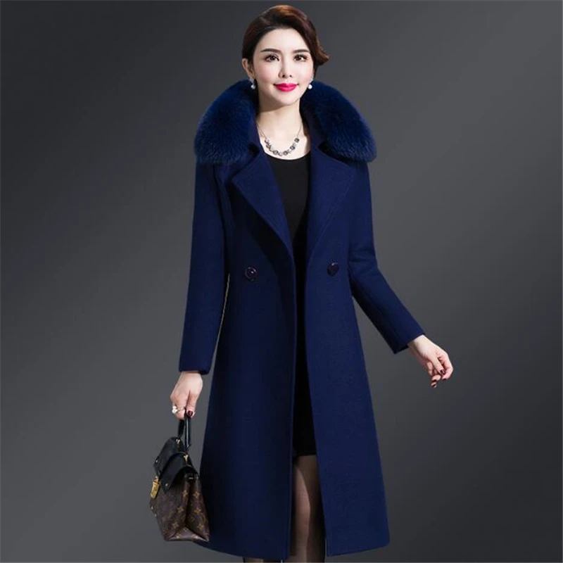 De Longitud Nuevo Equipado Invierno Abrigo Gran Manga Mujeres Media Color Tamaño Larga Lana Las Para pictur Cuerpo Delgada 2018 Black gx1qp5wn