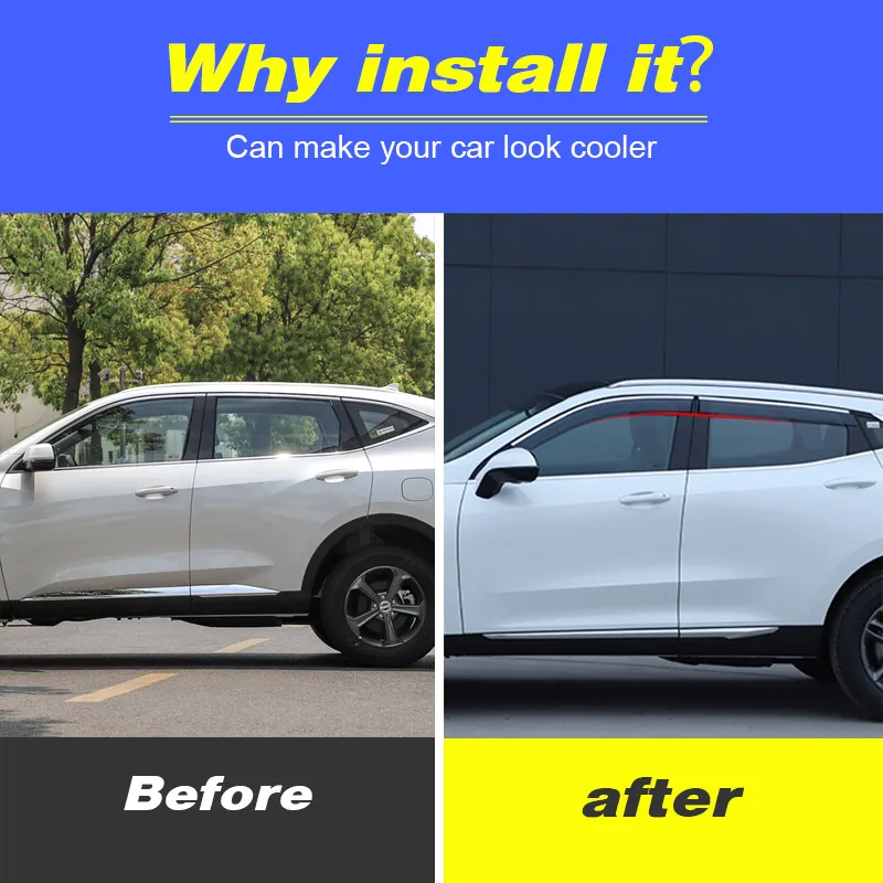 Hivotd For Haval F7 F7X Car Window Visor Sun Guard Protection Cover Parts Rain Deflectors Exterior Decoration Accessories