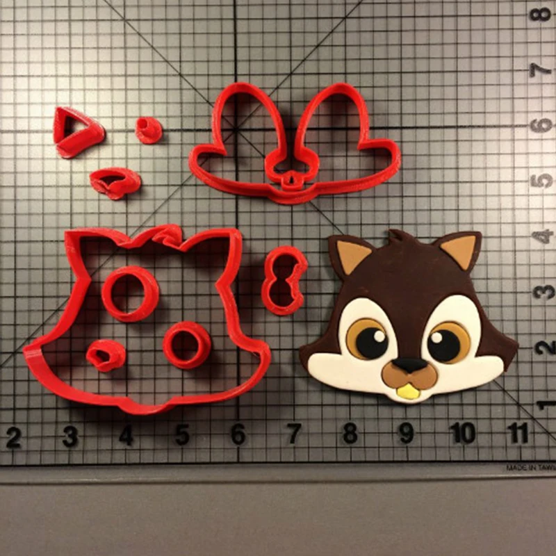 

Squirrel Face Custom Made 3D Printed Fondant Cupcake Top Cookie Cutter Set Cookie Cutter Set