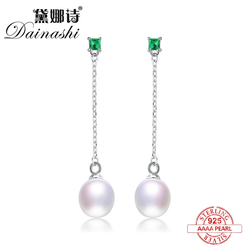 Dainashi 925 серебро 100% оригинал натуральной идеально Жемчужные Капли длинные серьги