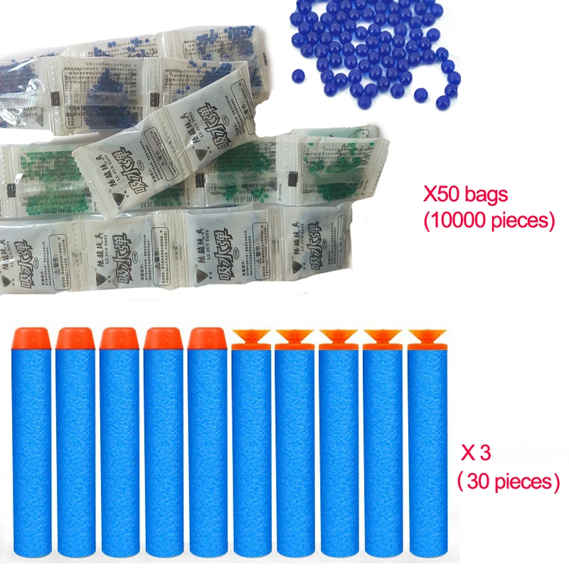 10000 шт. хрустальные пули и 30 шт. EVA Пули мягкий пистолет увеличивающийся в воде пули детские игрушки пляжные игрушки страйкбол водяной пистолет пули