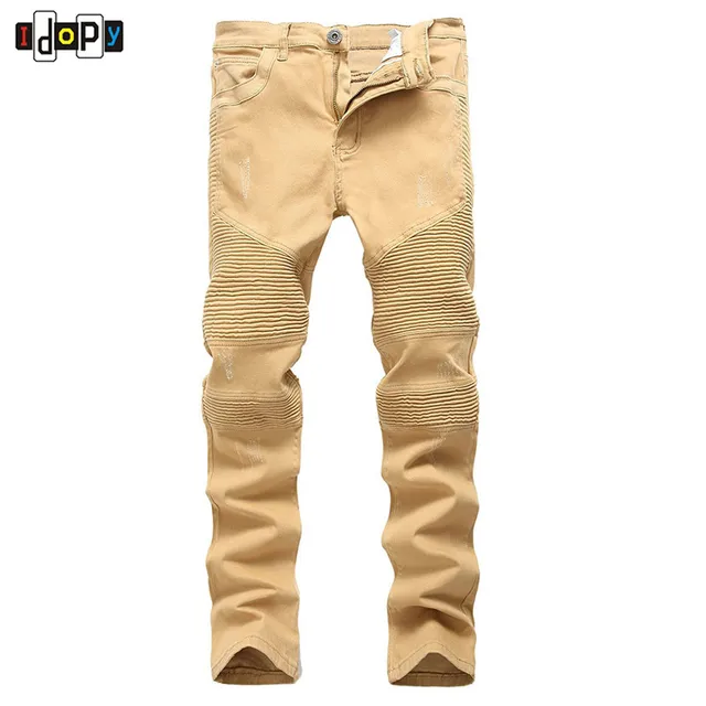 beige biker jeans