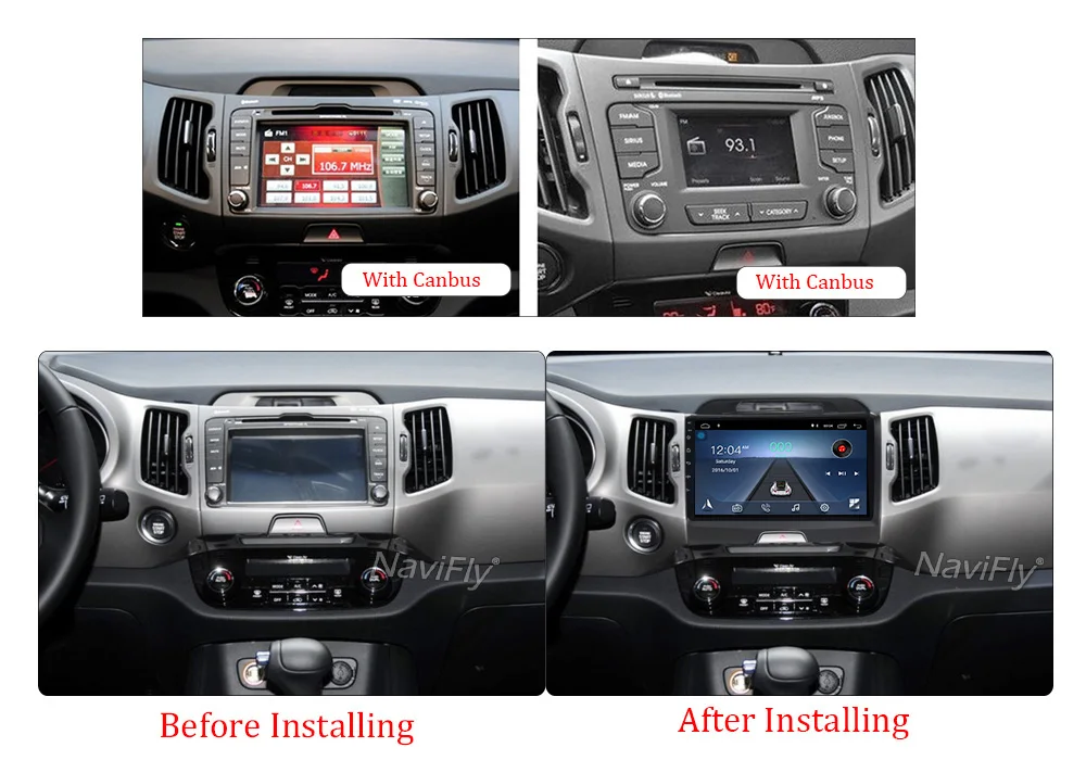 Sale Navifly 9inch Android 8.1 Car multimedia player for KIA Sportage R 2014 2011 2012 2013 2015 Car radio GPS Navigation BT FM RDS 3