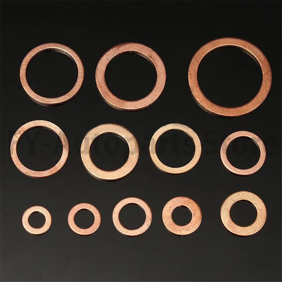 12 Size 300Pcs Solid Copper Crush Washers Seal Flat Ring Gasket Kit