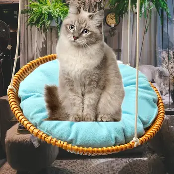 

Pet Hanging Beds Cat Sunny Seat Cat Hammock Comfortable Cat Pet Removable Cosy Non-Toxic Cushion Straw Bed