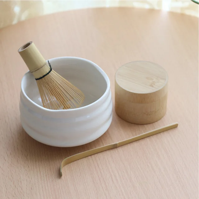 Professional Japanese Matcha bowl whisk scoop Bamboo Caddy Gift set