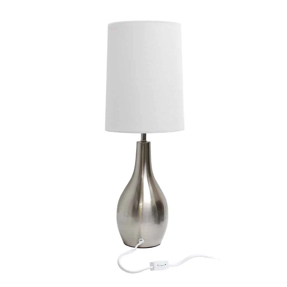 Simple Designs 1 Light Tear Drop Table Lamp, Brushed Nickel (2)