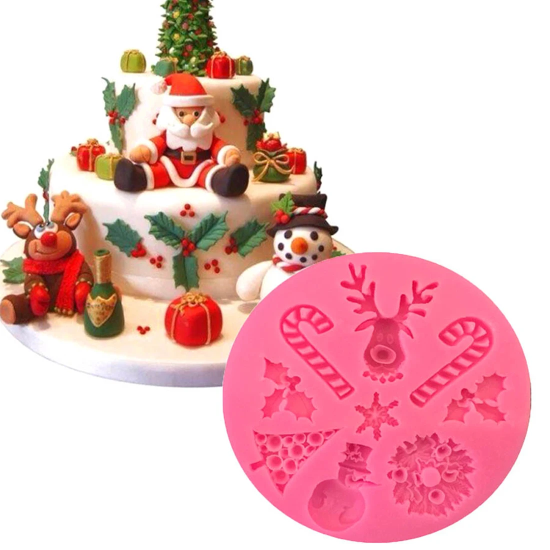 

Practical Christmas elk Shaped Cake Mold Silicone Snow Fondant Mold Sugar Craft Cake Decorating Snowman Christmas Silicone Mold