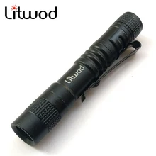 Litwod ampuller flaş ışığı kamp lambası Led kalem fener Torch alüminyum 1000 5w siyah şok dayanıklı Q5 tek dosya kullanımı baa
