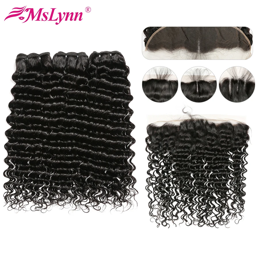 Deep Wave Bundles With Frontal Brazilian Hair Weave Bundles With Closure Remy Human Hair Bundles With Closure Mslynn Hair 4PCS Deep Wave Bundles With Frontal Brazilian Hair Weave Bundles With Closure Remy Human Hair Bundles With Closure Mslynn Hair 4PCS
