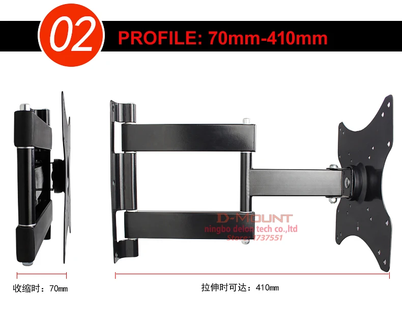 DL-153 35 кг 1"-37" 360 Поворот 3" 3 руки выдвижной полный движения ЖК настенный кронштейн led tv выпадающий ТВ Лифт