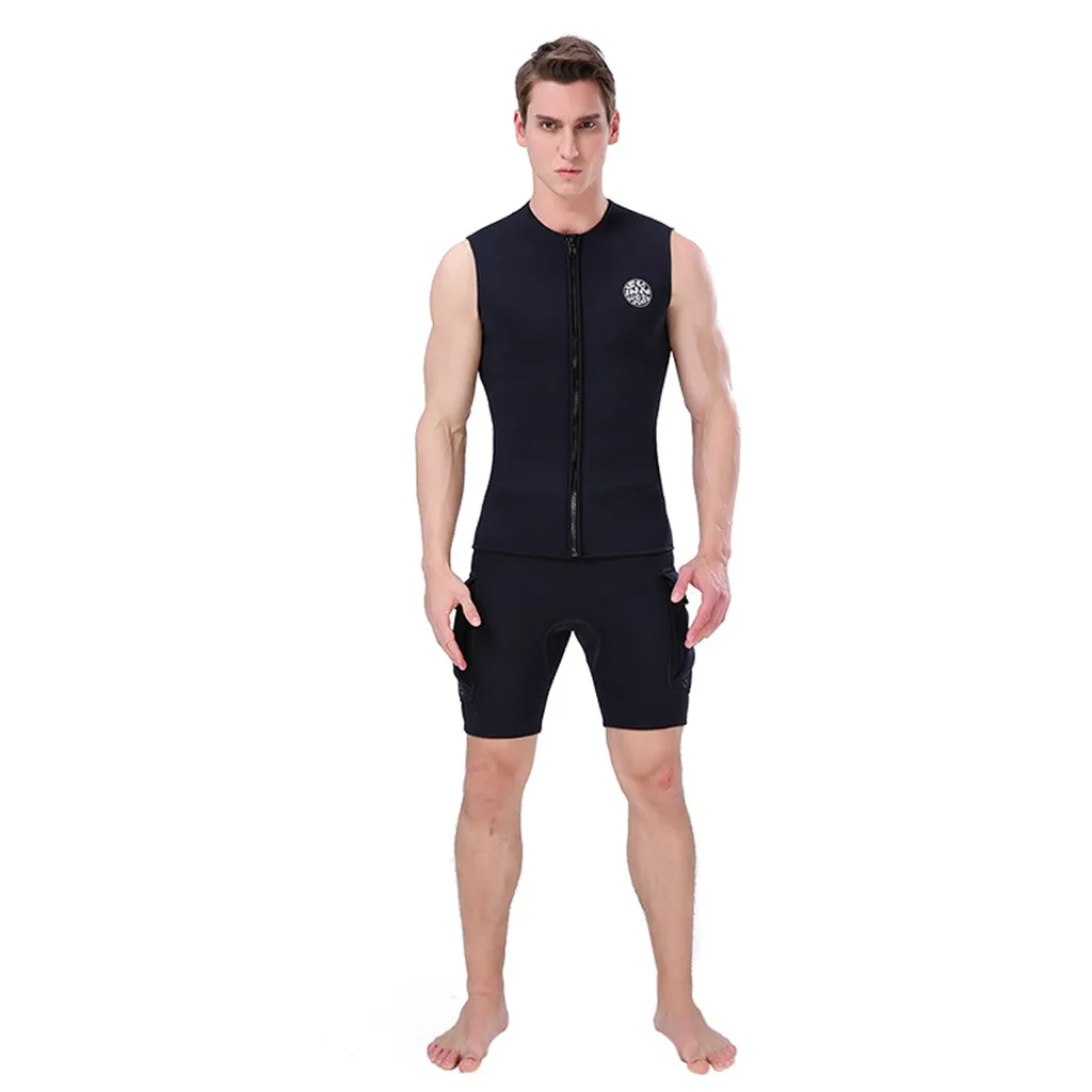 

Men's 3mm Black Neoprene Wetsuit Vest Sleeveless Surf Surfing Diving Suit Top #6