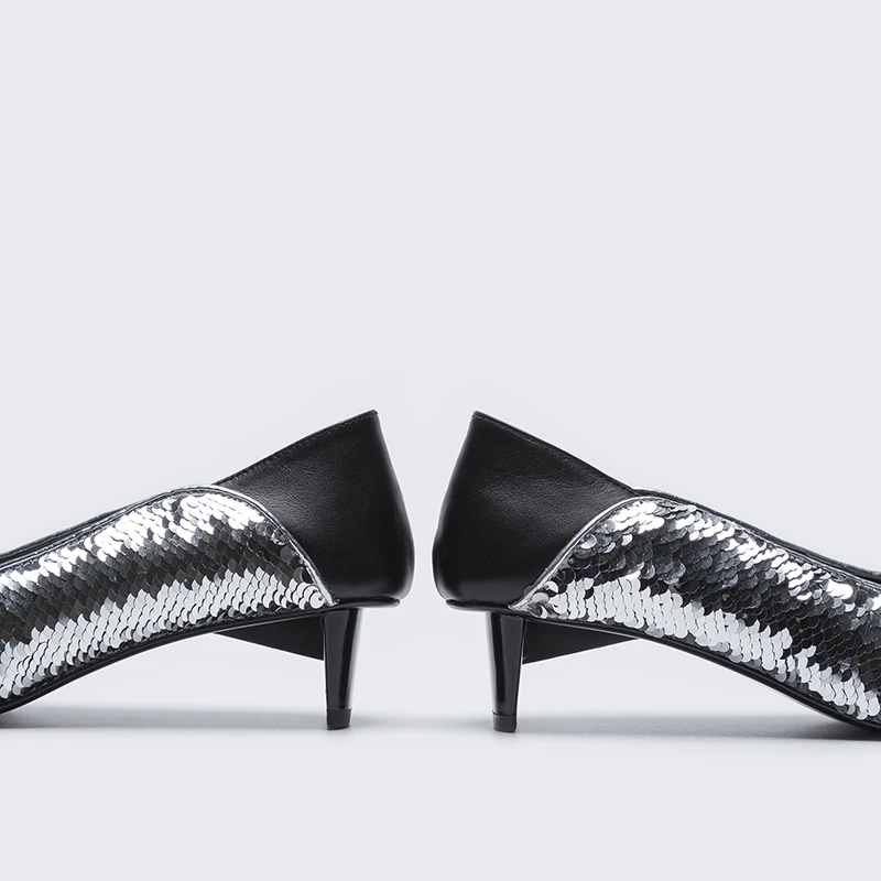 Party Größe Silber Elegante Frauen Hochzeit 39 Bling 34 Echt Mode Heels Pumpt Schuhe Luxus Für Kcenid Seltsam Leder OqyBw44Z6