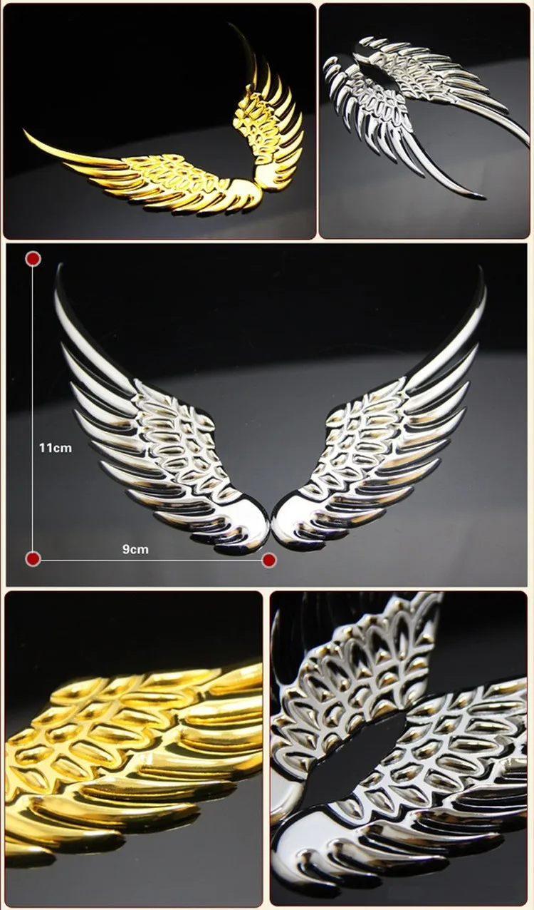 3D объемная Металлическая Автомобильная наклейка из сплава s Angel Hawk Wings эмблема значок наклейка с логотипом автомобиля Золотой Серебряный цвет опционально 1 пара