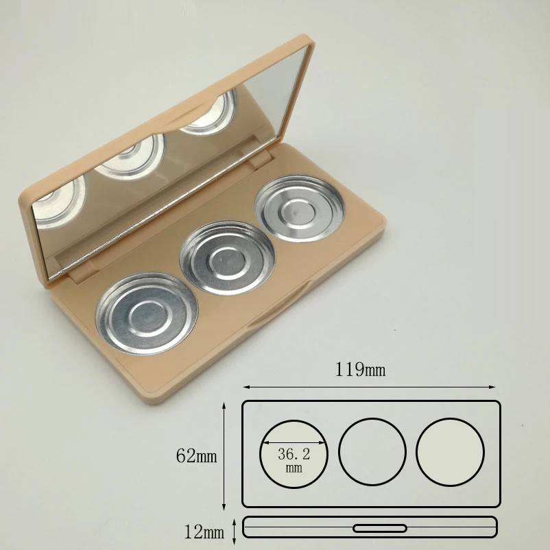 

10pcs/lot Empty Rectangular 3 grids Eyeshadow Compact Case 36.2mm Lip rouge/Blush Powder Box DIY Cosmetic Refillable Containers