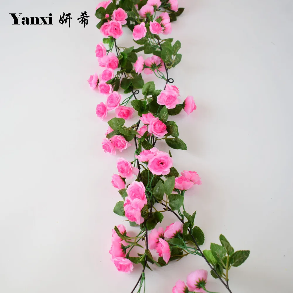 silk rose artificial flowers vine for home tabletop garden wedding party shop decoration fake