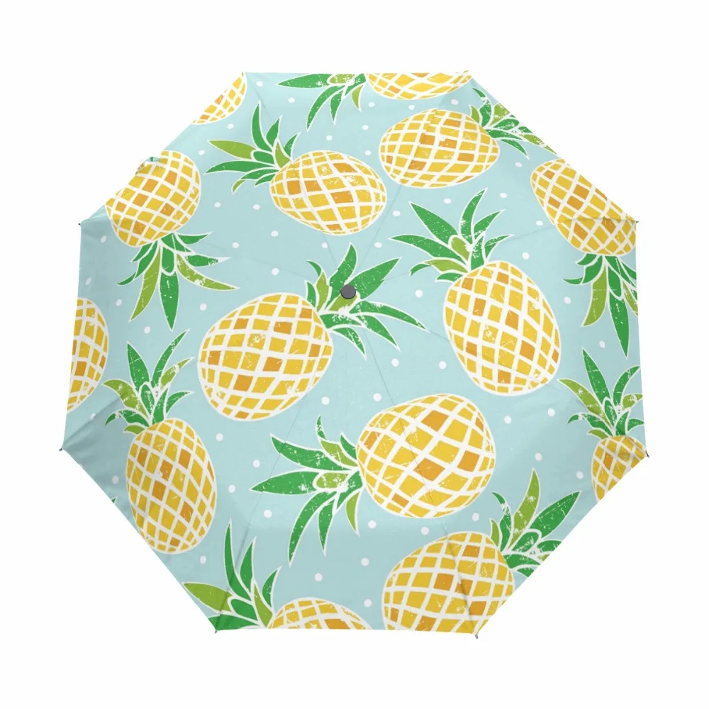 Umbrella Pineapple On Dots 3 Folds Lightweight Anti-UV