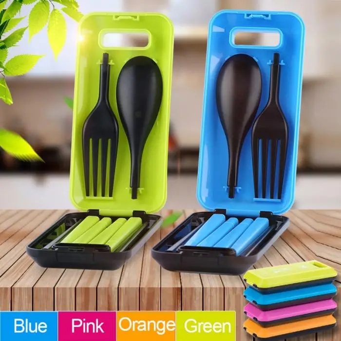 Foldable Pocket Tableware Set Cutlery Fork Chopsticks Kid Bento Lunch Box Outdoor Camping Picnic Dinnerware acampamento походный набор