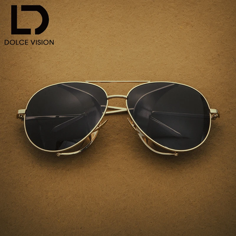 

DOLCE VISION Metal Classic Sunglasses Women Flexible Gold Frame Brand Design Shades Men Sunglasses Mirrored Lens Oculos Male New