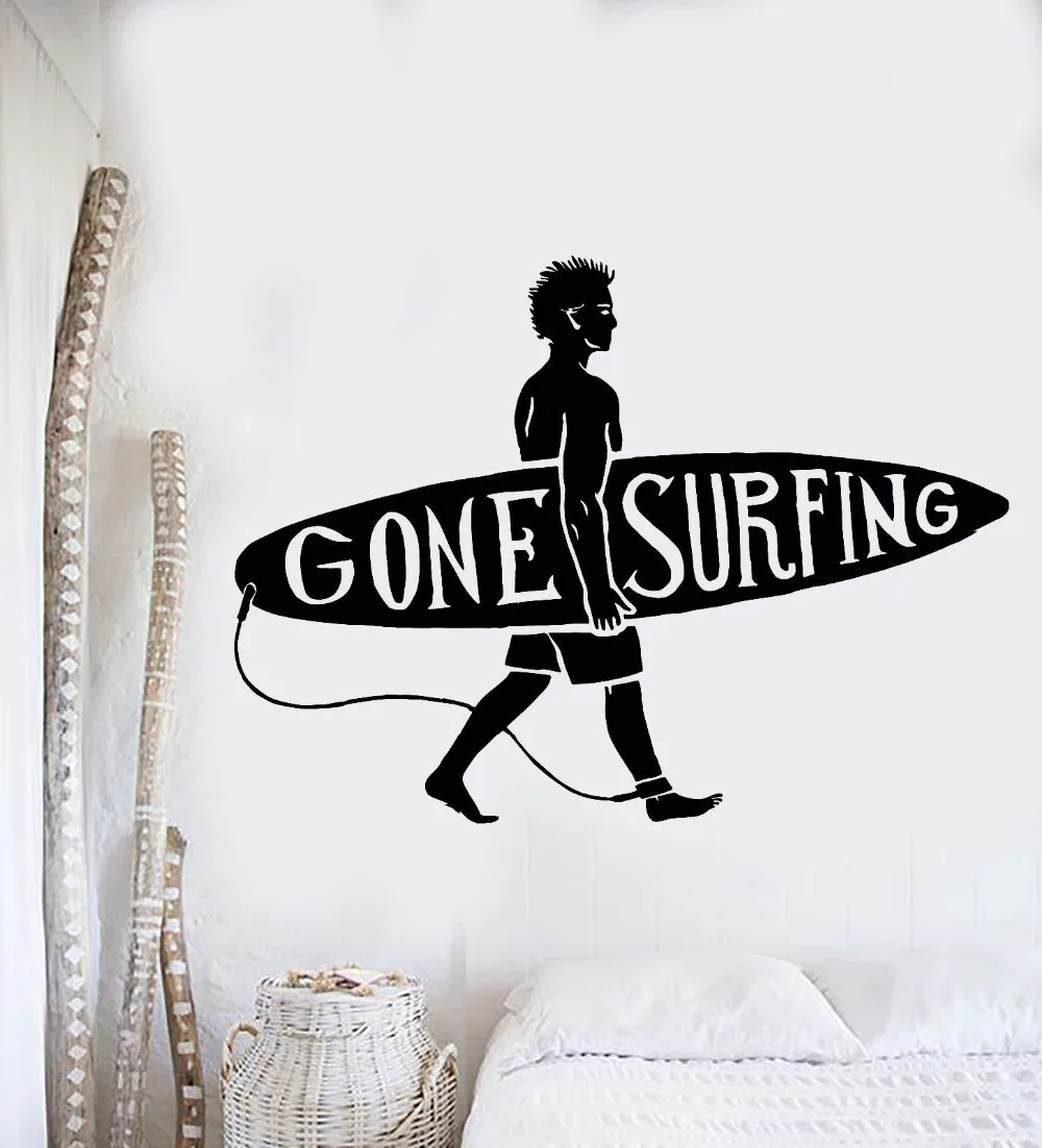 Новые спортивные серии настенные сёрфинг Guy серфинга пляжные Surfer стены Стикеры