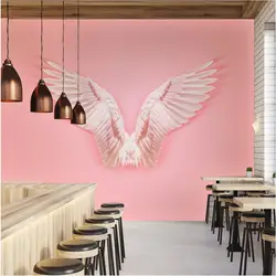 Ins Network Hot Search розовые крылья ангела настенная бумага 3D on-air Studio онлайн Горячая Онлайн Поиск магазин обои на стену 3D
