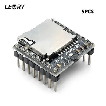 

LEORY 5PCS DFPlayer Mini MP3 Player Module for Arduino 24-bit DAC Output Voice Module Support MP3/WAV/WMA TF Card USB Disk