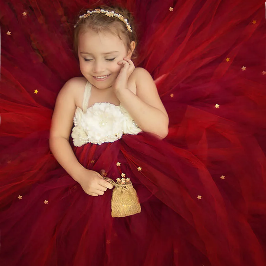 Flower Girls Wedding Tutu Dress Kids Lace Tulle Dress Birthday Party Pageants Photo Costume Handmade Dress (3)