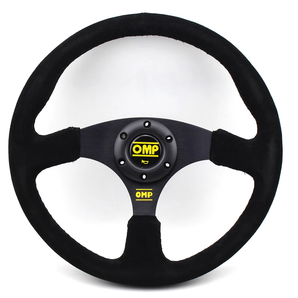 

New 14inch 350mm OMP Flat Drifting Black Suede Leather Steering Wheel