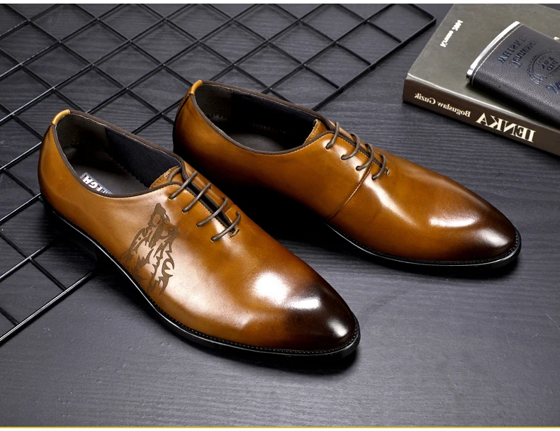 Mens Leather Casual Shoes Business Moccasins Men Wedding Shoe Men Genuine Leather Oxfords Shoes Black Leather Shoes Mens Size 45 (2)