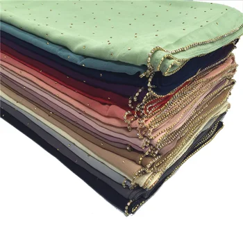 

ZFQHJJ 10pcs / lot Wholesale Hijab Scarf Plain Bubble Chiffon Shimmer Islam Arab Muslim Party Wedding Hijabs Scarves Shawls Wrap