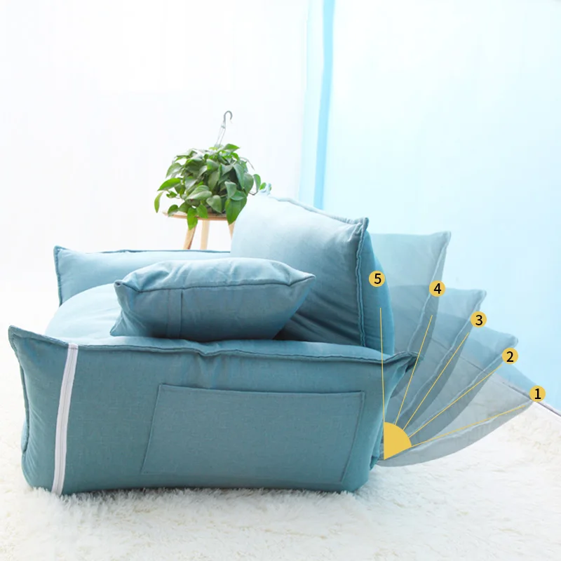 YN50 Cotton fabric Floor mini Sofa Bed 5 Position Adjustable Double Sofa Furniture Living Room Folding Sofa Computer chair