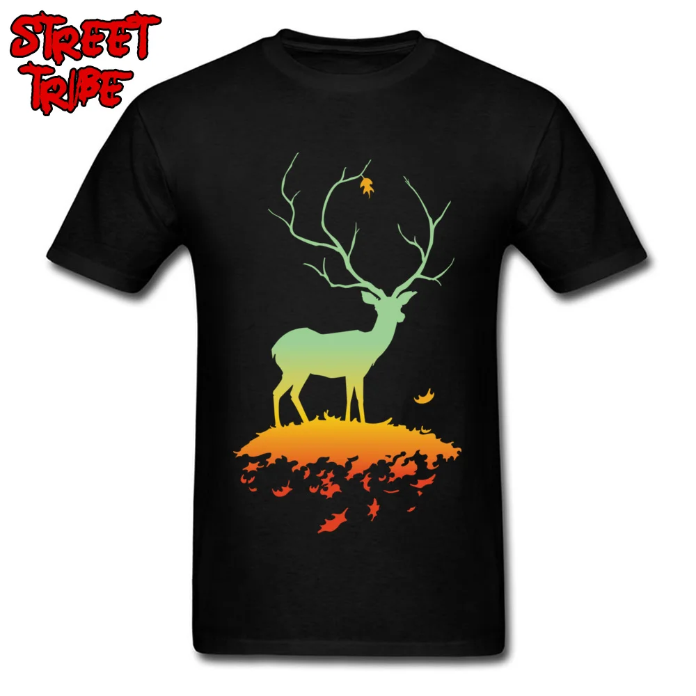 Cool Fawn and Flora Men T Shirt Fashion Summer/Autumn Short Sleeve Crewneck Cotton Tops Shirts Customized Tops Tees Fawn and Flora black
