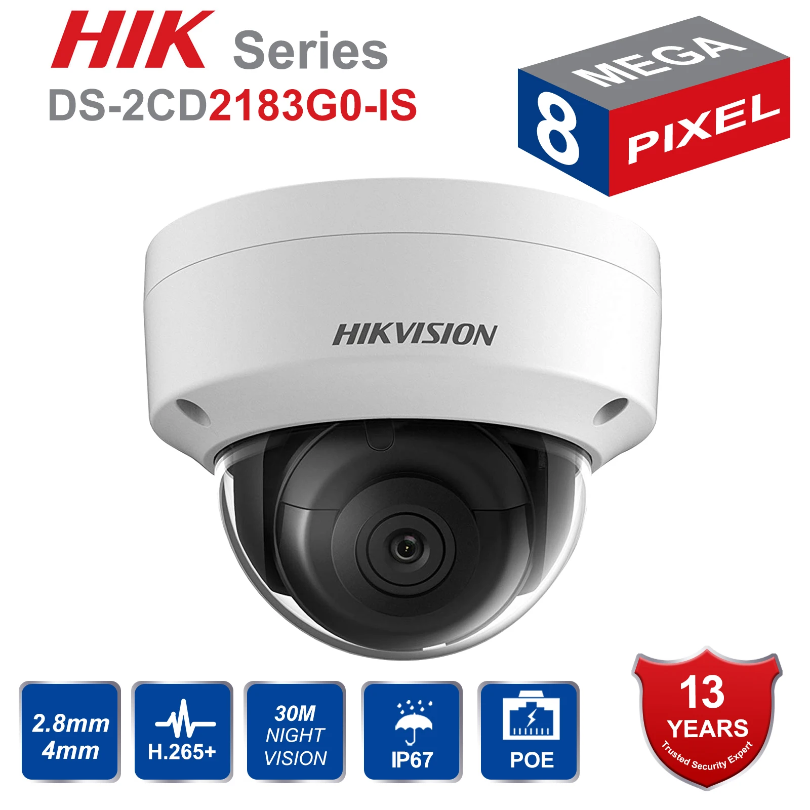 Hik Original English Video Surveillance Camera Outdoor DS 2CD2183G0 IS 8MP IR 30m Dome IP Camera