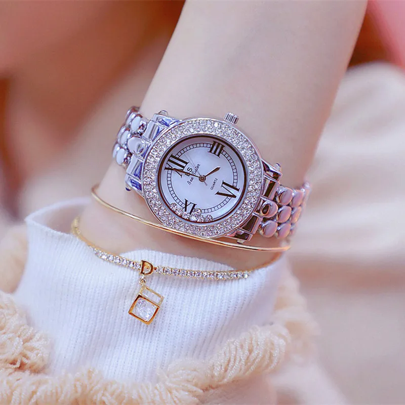 

Silver Women Watches Gold Luxury Brand Diamond Quartz Ladies Wrist Watches Stainless steel Clock Female Watch zegarek damski