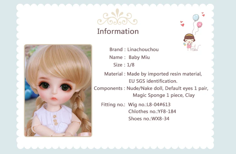 Linachouchou Детские Miu 1/8 BJD SD смолы цифры Модель Куклы средства ухода для век Высокое качество подарки на Рождество или день рожден